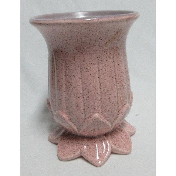 Red Wing Pottery Pink Speckled Vase Charles Murphy 1439 Petal Foot Design EUC 6" - Picture 1 of 5